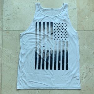 Men’s Small American Flag Party Tank Top in White